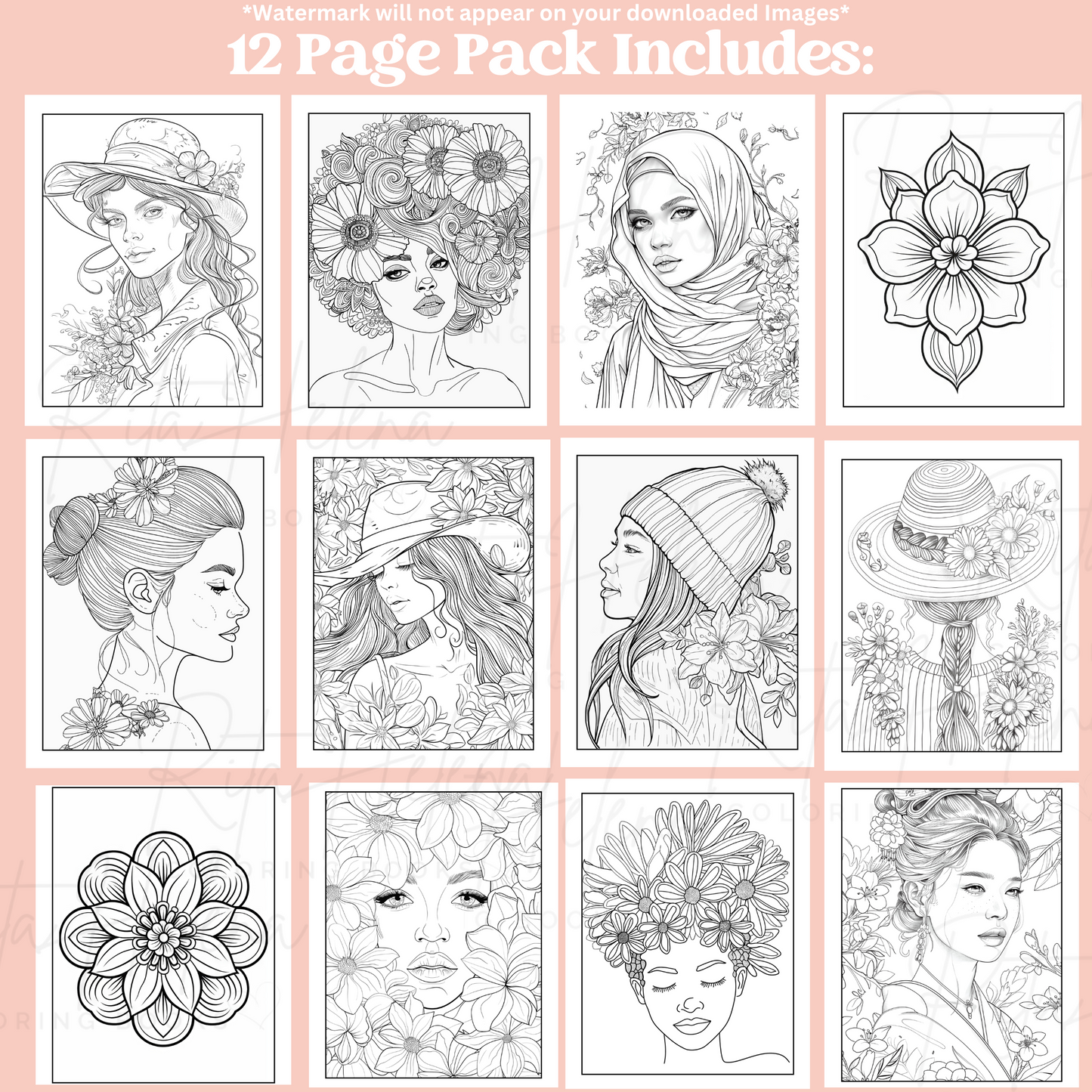 Flowers in Bloom Printable Coloring Pages (12 pack)