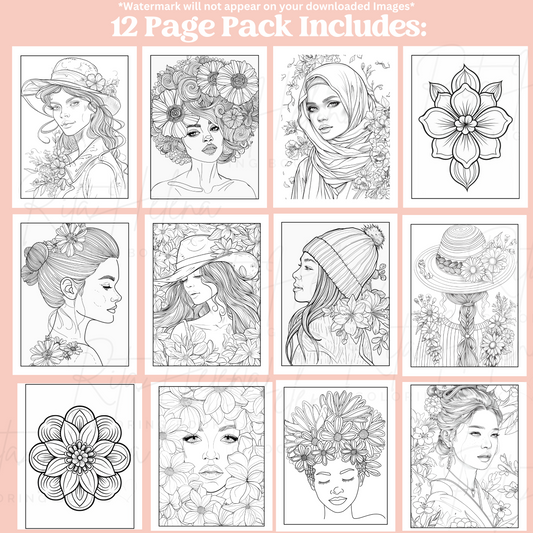 Flowers in Bloom Printable Coloring Pages (12 pack)