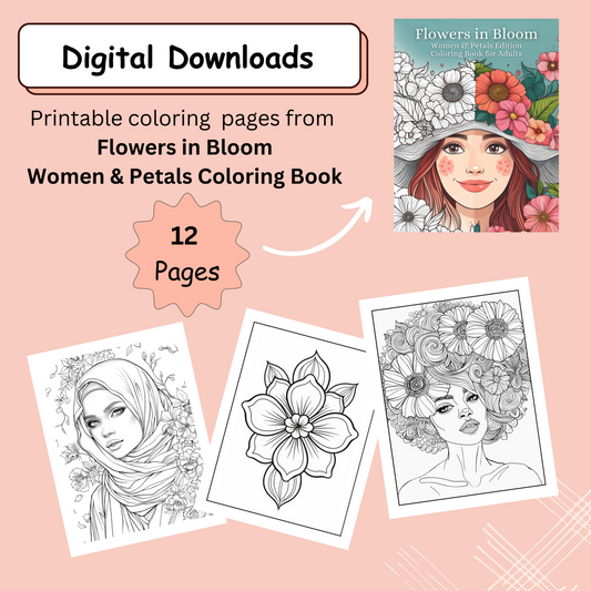 Flowers in Bloom Printable Coloring Pages (12 pack)