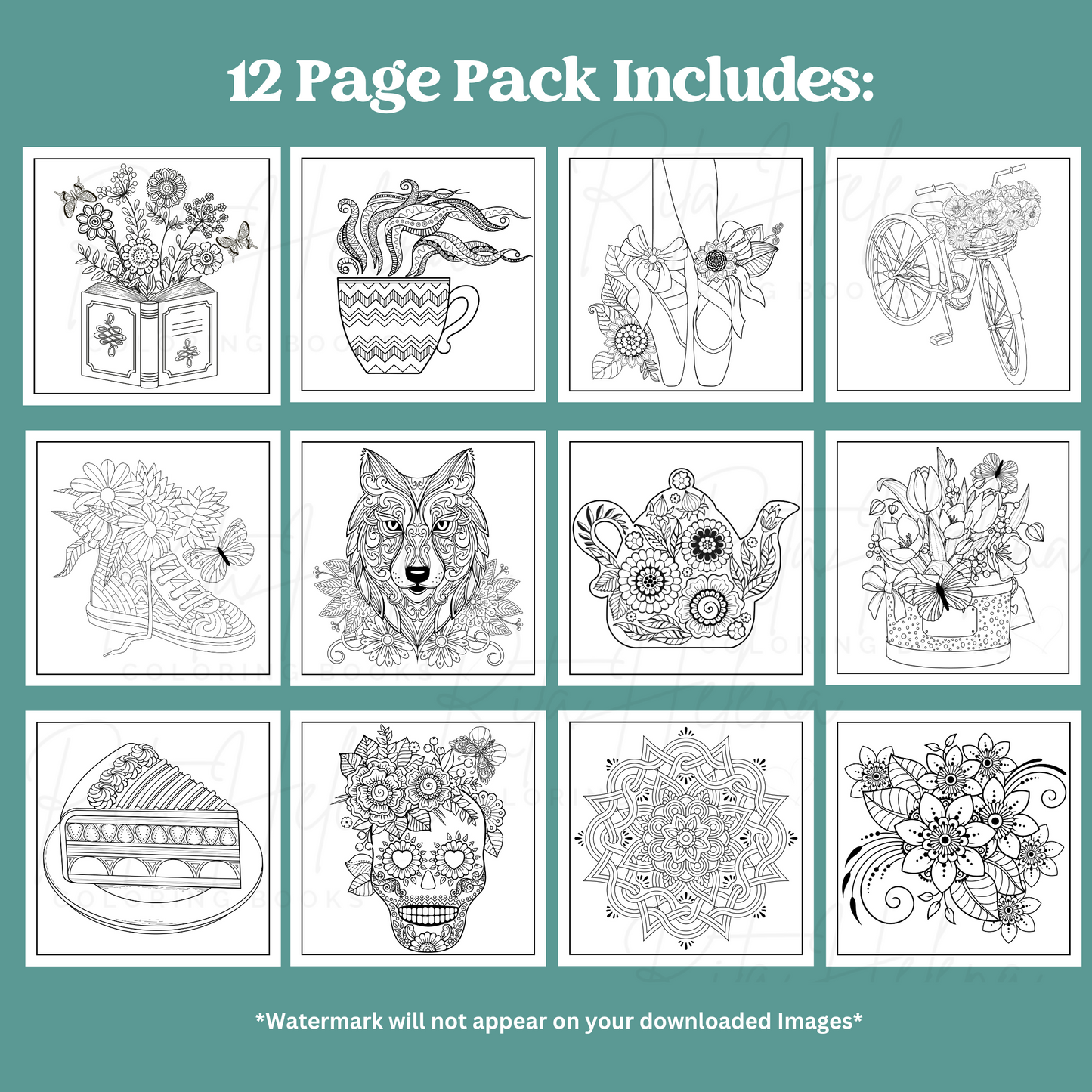 Relax & Unwind Printable Coloring Pages (12 pack)